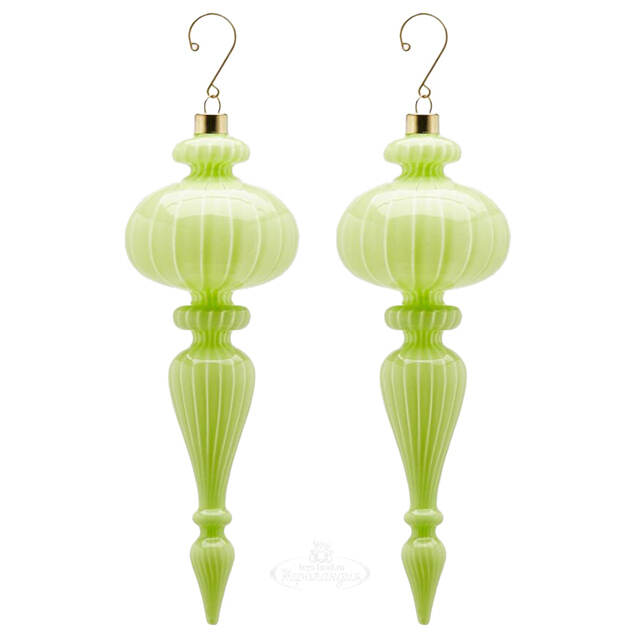 Набор стеклянных елочных игрушек Сосульки Marseille 25 см салатовый, 6 шт, подвеска EDG
