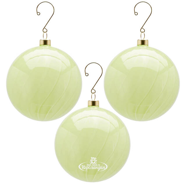 Набор стеклянных елочных шаров Grotte 10 см салатовый, 6 шт EDG