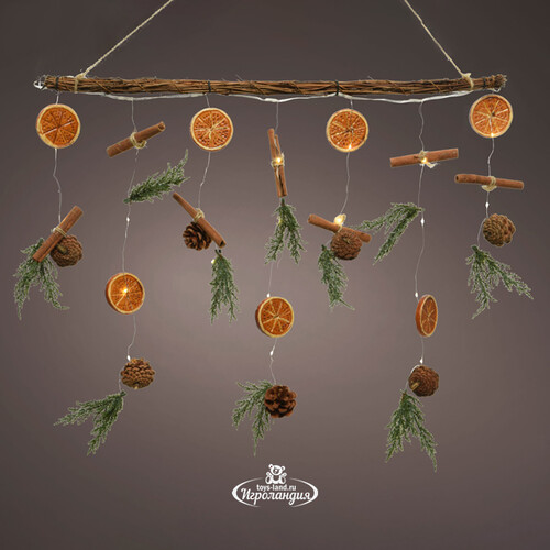Подвесное новогоднее украшение Winter Orange 60 см, 27 теплых белых LED, таймер, на батарейках Kaemingk