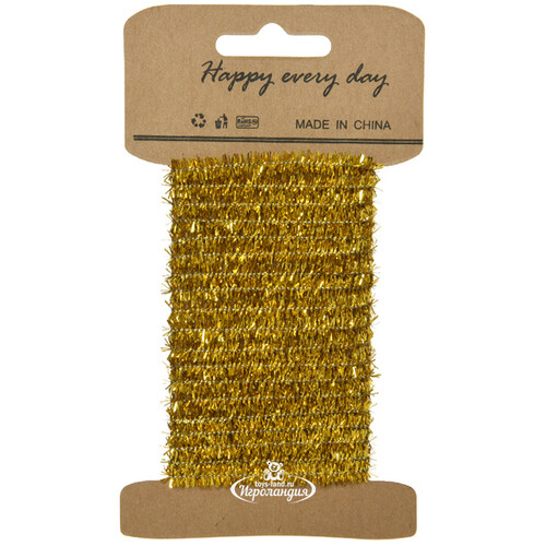 Декоративный шнур-мишура Glamorous Time 6 мм*2 м армированный золотой Kaemingk