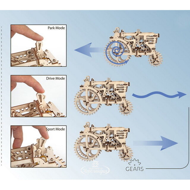 Механический конструктор 3D-пазл Трактор, 20*14 см, 97 эл Ugears