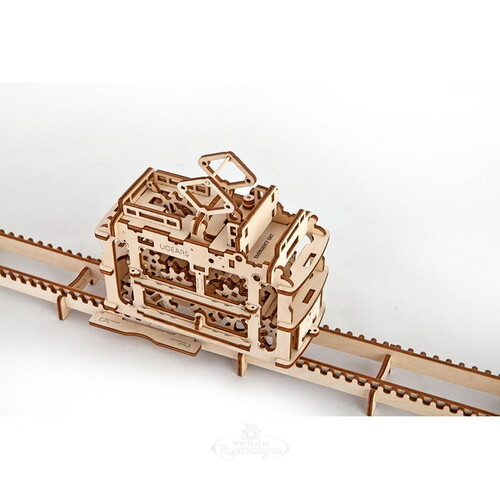 Механический конструктор 3D-пазл Трамвай с рельсами, 77*16 см, 154 эл Ugears