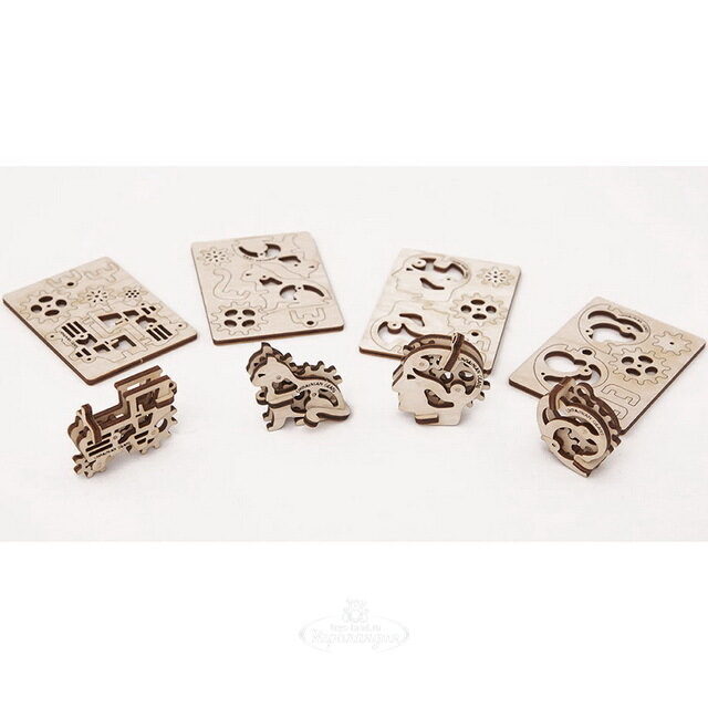 Механический конструктор 3D-пазл Трибики 4 шт 4*4 см 25 эл Ugears (Юджирс)