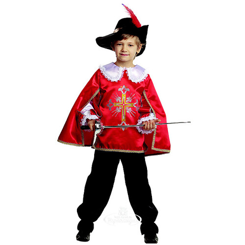Карнавальный костюм Мушкетер, красный, рост 140 см Батик
