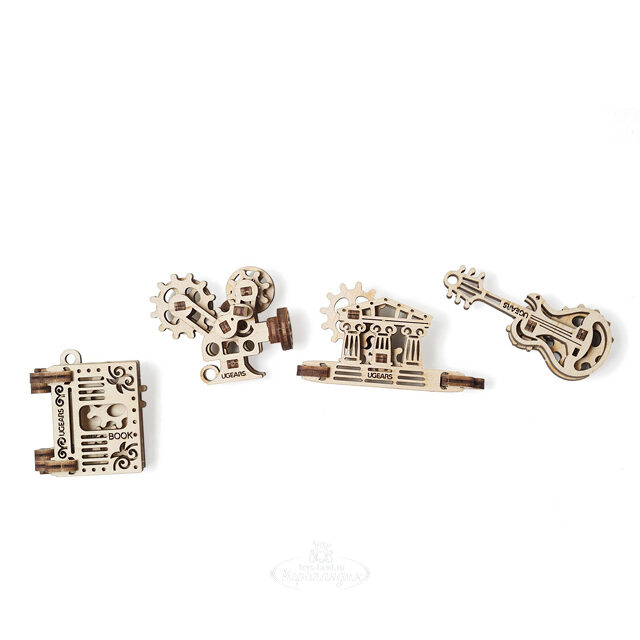Механический конструктор 3D-пазл Фиджет творчество 4 шт 4*7 см 48 эл Ugears