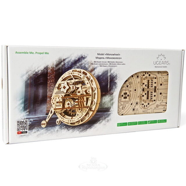 Механический конструктор 3D-пазл Моноколесо 19*16 см, 300 эл Ugears