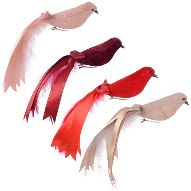 Елочная игрушка Птичка Эстель 24 см розовая, клипса Kaemingk