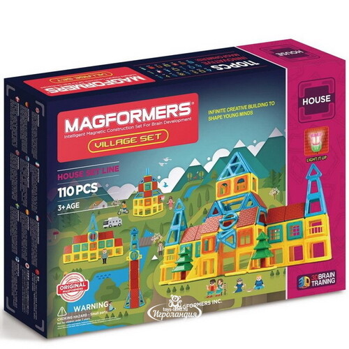 Большой магнитный конструктор Magformers Village Set 110 деталей Magformers