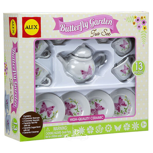 Чайный сервиз Бабочки в саду 13 предметов керамика Alex