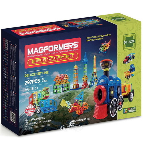 Большой магнитный конструктор Magformers Super Steam Set 297 деталей Magformers