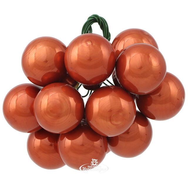 Гроздь стеклянных шаров на проволоке 2.5 см terra brown эмаль, 12 шт Kaemingk