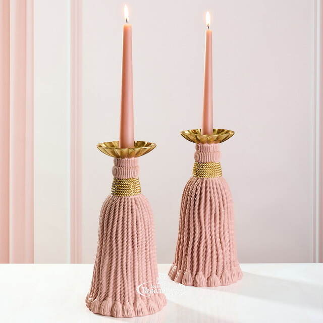 Декоративный подсвечник Grande Tassel 26 см пудровый EDG