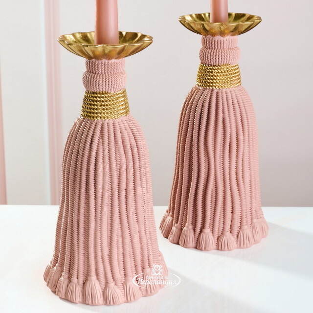 Декоративный подсвечник Grande Tassel 26 см пудровый EDG