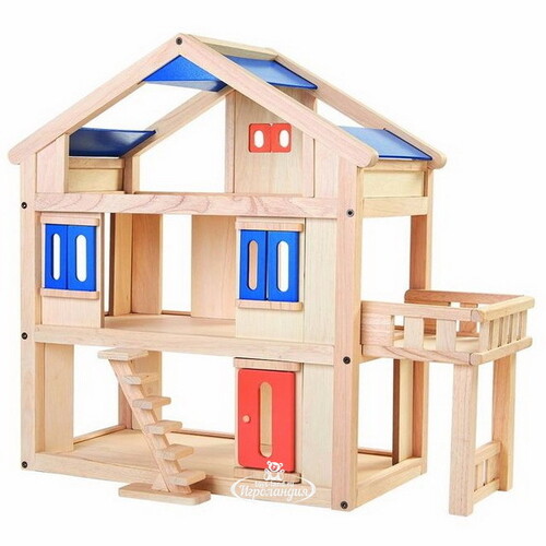 Деревянный кукольный домик с террасой 55*44*62 см Plan Toys