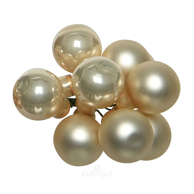 Гроздь стеклянных шаров на проволоке 2 см жемчужный mix, 10 шт Kaemingk (Кейминг)