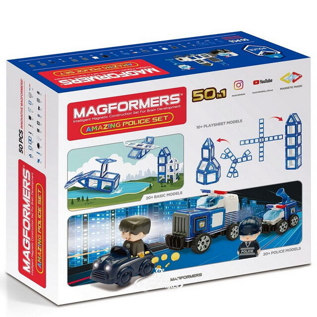 Магнитный конструктор Magformers Amazing Police Set 50 деталей Magformers (Магформерс)