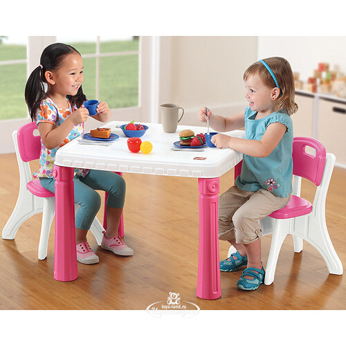 Детский стол со стульями 48*63*63 см розовый Step2