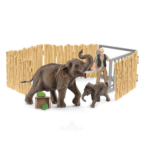 Игровой набор Уход за слоном с фигурками и аксессуарами Schleich