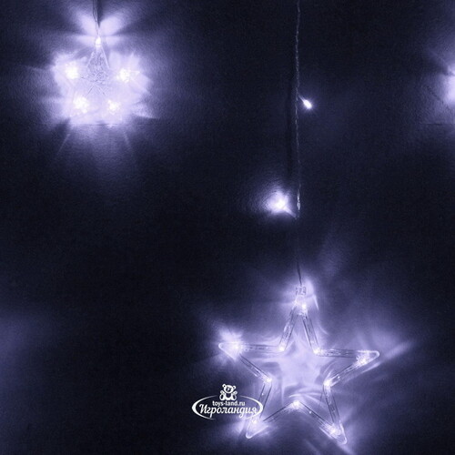 Светодиодная гирлянда бахрома Звезды 2.5*0.9 м, 138 холодных белых LED ламп, прозрачный ПВХ, контроллер, IP20 Serpantin