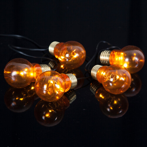 Ретро гирлянда на батарейках Glow 5 янтарных лампочек, 1 м, черный ПВХ, IP44 Star Trading
