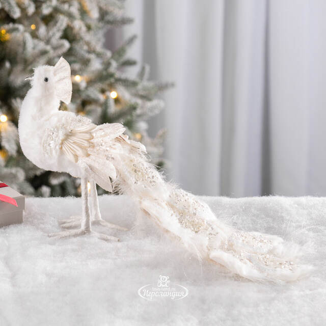 Декоративная фигура Снежный Павлин 40 см Kaemingk