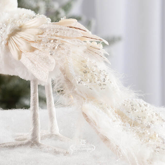 Декоративная фигура Снежный Павлин 40 см Kaemingk