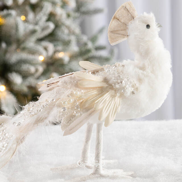 Декоративная фигура Снежный Павлин 40 см Kaemingk