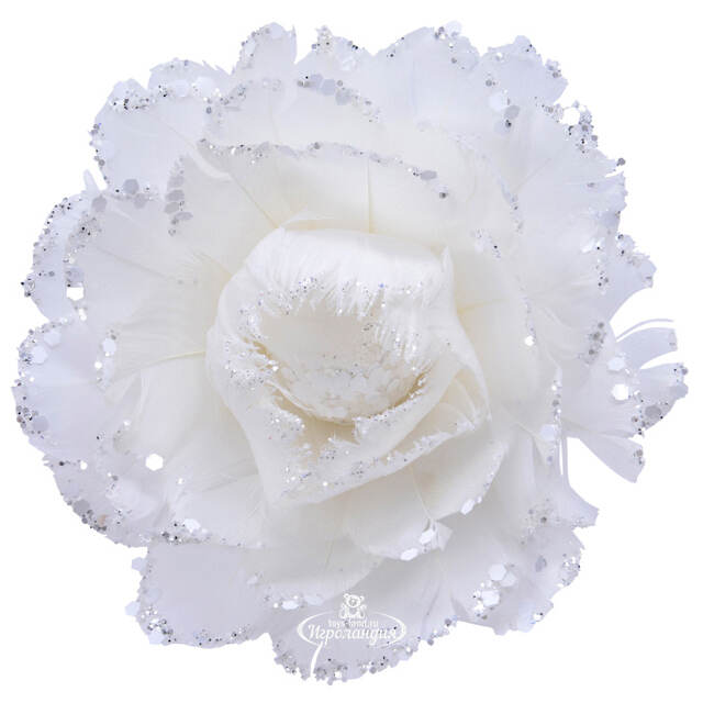 Искусственный пион из перьев Дюшес де Немур 11 см, клипса Kaemingk