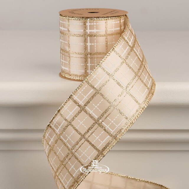 Декоративная лента в клетку Motif Mignon 270*6 см золотистая Koopman (Купман)