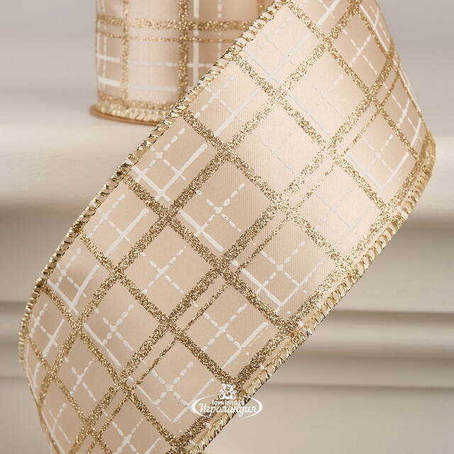 Декоративная лента в клетку Motif Mignon 270*6 см золотистая Koopman (Купман)