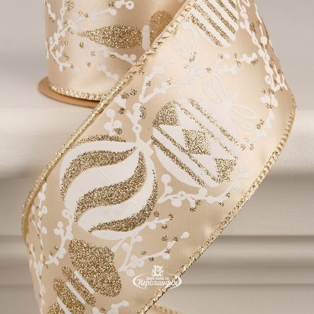 Декоративная лента Новогодний Узор - Motif Mignon 270*6 см золотистая Koopman (Купман)