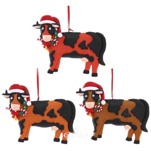 Елочная игрушка Корова Патриция - Рождественские приключения 13 см, подвеска Снегурочка