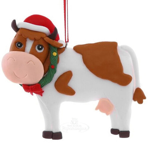 Елочная игрушка Корова Летиция 12 см, подвеска Снегурочка