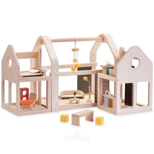 Деревянный кукольный домик с мебелью Plan Toys