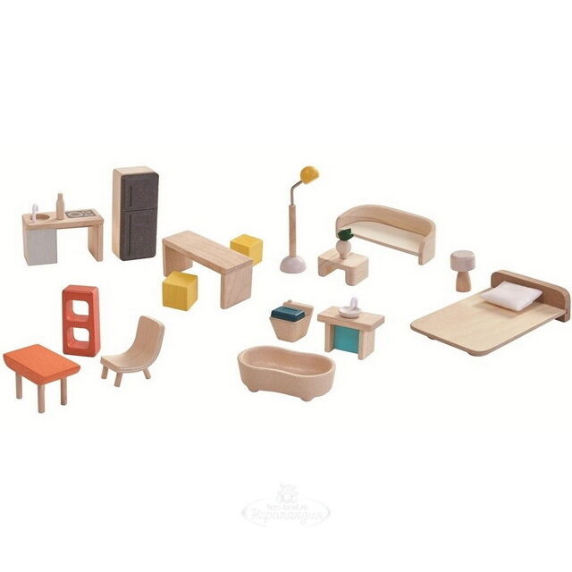 Деревянный кукольный домик с мебелью Plan Toys (План Тойс)