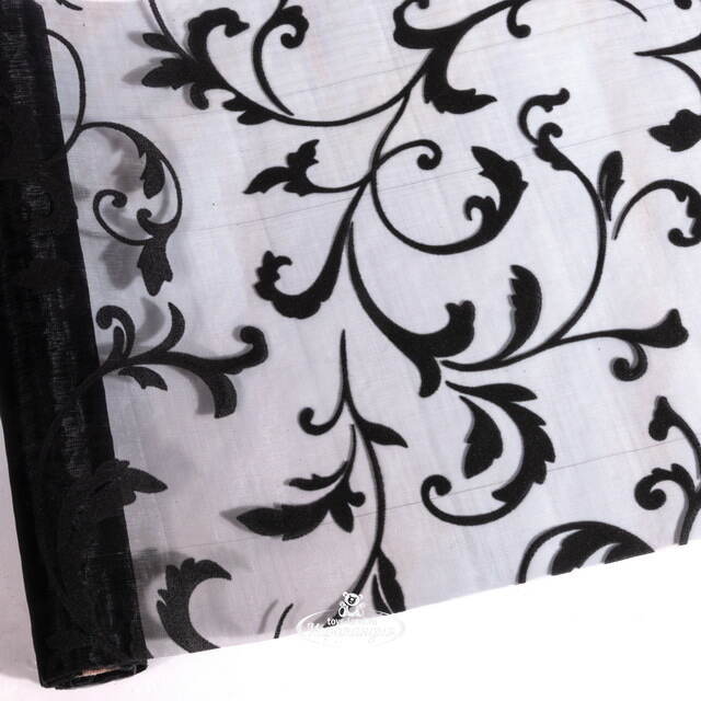 Ткань для декорирования 30*500 см черная, органза с флоком Koopman