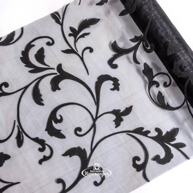 Ткань для декорирования 30*500 см черная, органза с флоком Koopman