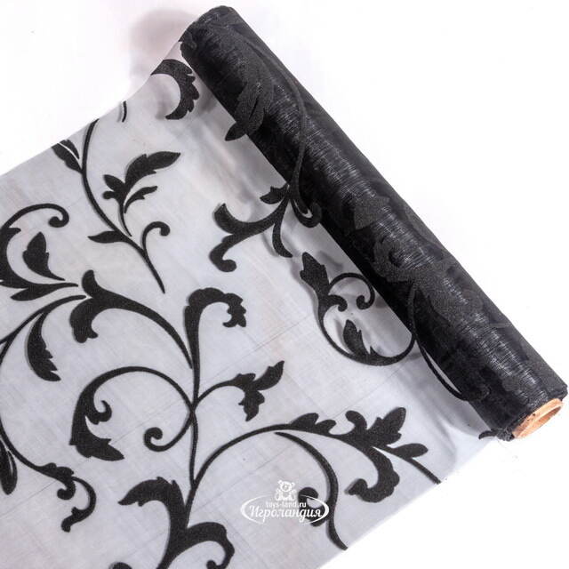 Ткань для декорирования 30*500 см черная, органза с флоком Koopman