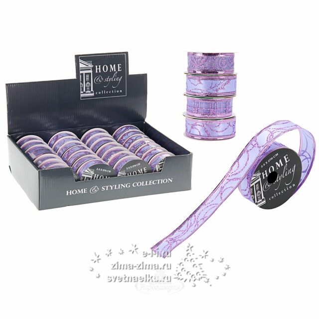 Лента для декорирования лавандовый, 270*2.5 см, органза и сатин Koopman (Купман)