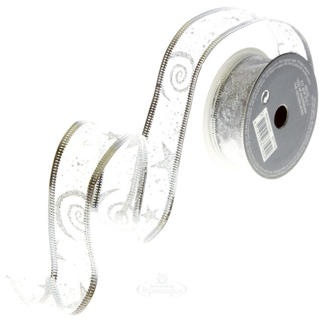 Новогодняя лента Звездочка белая 270*2.5 см органза Koopman