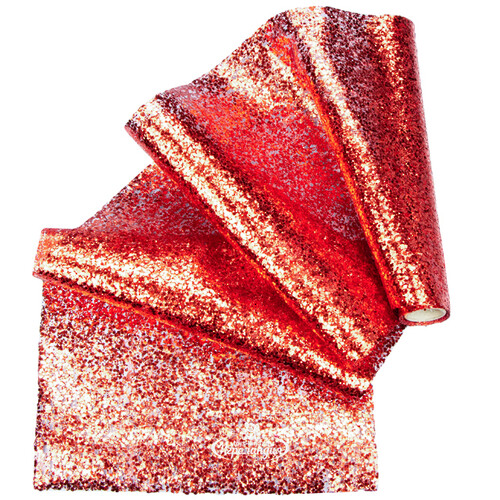 Ткань с блестками Этталь 28*250 см красная Koopman