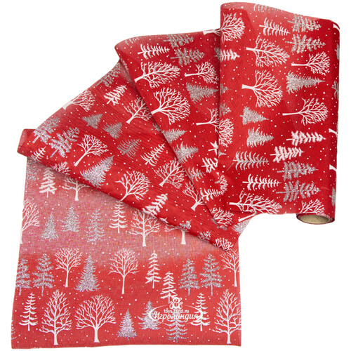 Ткань для декора Волшебный Лес Траверти 28*250 см красная Koopman