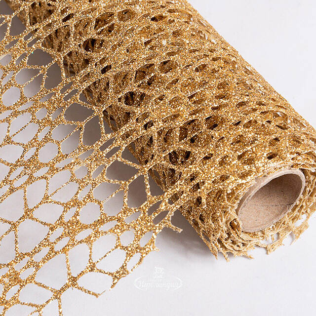 Ткань для декора Ажурная Сетка Savannah 28*150 см золотая Koopman (Купман)