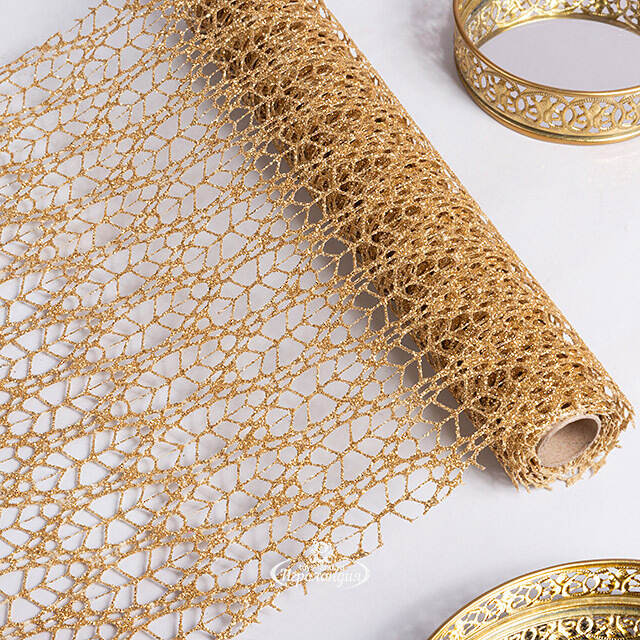 Ткань для декора Ажурная Сетка Savannah 28*150 см золотая Koopman (Купман)