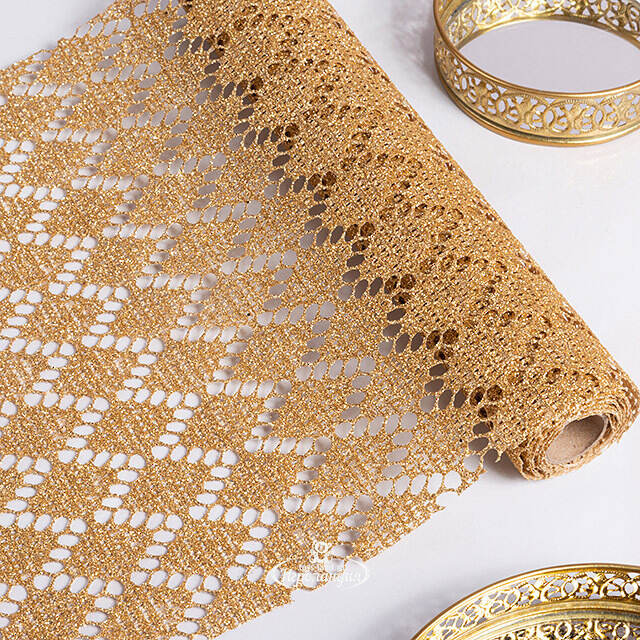 Ткань для декора Ажурная Сетка Steppe 28*150 см золотая Koopman (Купман)