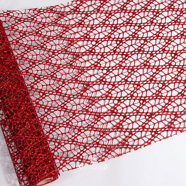 Ткань для декора Ажурная Сетка Savannah 28*150 см красная Koopman (Купман)