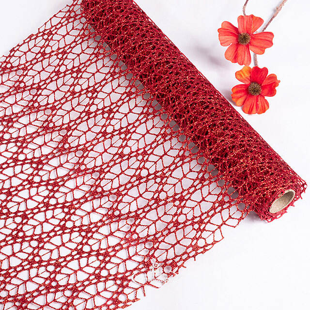 Ткань для декора Ажурная Сетка Savannah 28*150 см красная Koopman (Купман)