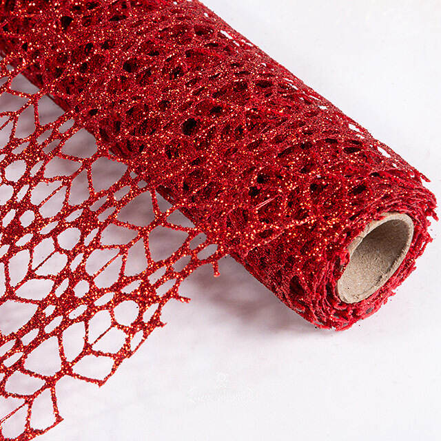 Ткань для декора Ажурная Сетка Savannah 28*150 см красная Koopman (Купман)