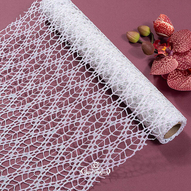 Ткань для декора Ажурная Сетка Savannah 28*150 см белая Koopman (Купман)