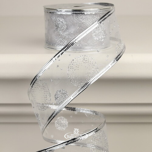 Декоративная лента Элеганца - Мыльные Пузыри 270*4 см серебряная Koopman